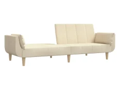 Sofá| Sofá-cama 2 lugares com duas almofadas tecido cor PT849988 Creme