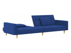 vidaxl Sofá-cama 2 lugares com duas almofadas tecido^ Sofá