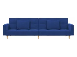 vidaxl Sofá-cama 2 lugares com duas almofadas tecido^ Sofá