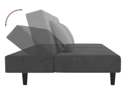 Sofá*vidaxl Sofá-cama 2 lugares com duas almofadas veludo -escuro Cinzento