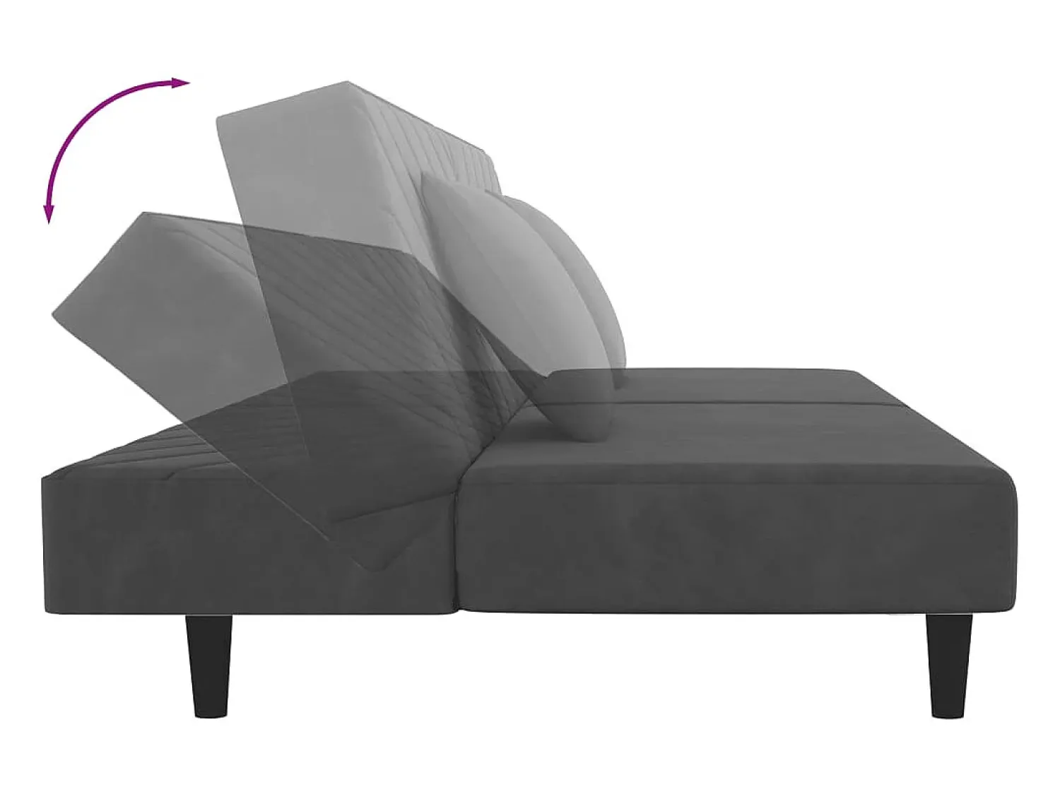 Sofá*vidaxl Sofá-cama 2 lugares com duas almofadas veludo -escuro Cinzento