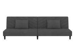 Sofá*vidaxl Sofá-cama 2 lugares com duas almofadas veludo -escuro Cinzento