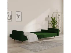 Sofá-cama 2 lugares com duas almofadas veludo -escuro PT378903^ Sofá