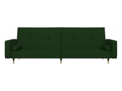 Sofá-cama 2 lugares com duas almofadas veludo -escuro PT378903^ Sofá