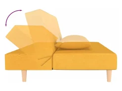 vidaxl Sofá-cama 2 lugares com duas almofadas tecido^ Sofá