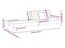 vidaxl Sofá-cama 2 lugares com duas almofadas tecido^ Sofá