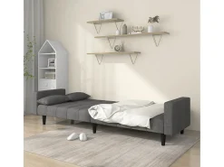 Sofá-cama 2 lugares com duas almofadas tecido cinzento-claro PT254435^ Sofá