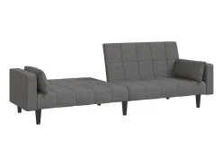 Sofá-cama 2 lugares com duas almofadas tecido cinzento-claro PT254435^ Sofá