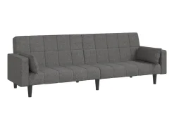 Sofá-cama 2 lugares com duas almofadas tecido cinzento-claro PT254435^ Sofá