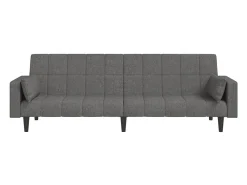 Sofá-cama 2 lugares com duas almofadas tecido cinzento-claro PT254435^ Sofá