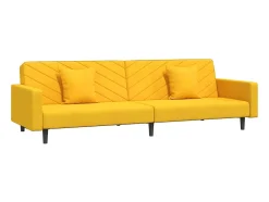 Sofá| Sofá-cama 2 lugares com duas almofadas veludo PT447570 Amarelo