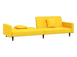 Sofá| Sofá-cama 2 lugares com duas almofadas veludo PT447570 Amarelo