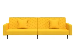 Sofá| Sofá-cama 2 lugares com duas almofadas veludo PT447570 Amarelo