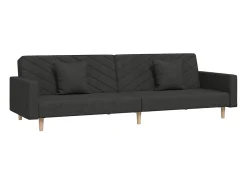 Sofá* Sofá-cama 2 lugares com duas almofadas tecido PT804404 Preto