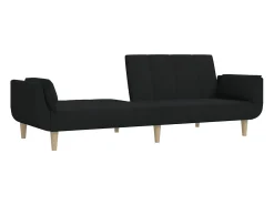 Sofá* Sofá-cama 2 lugares com duas almofadas tecido PT382406 Preto