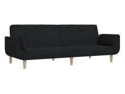 Sofá* Sofá-cama 2 lugares com duas almofadas tecido PT382406 Preto