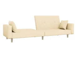 Sofá| Sofá-cama 2 lugares com duas almofadas tecido cor PT307014 Creme