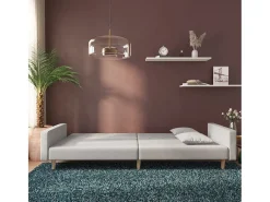 Sofá* Sofá-cama 2 lugares com duas almofadas tecido cinzento-claro PT489296 Cinzento claro