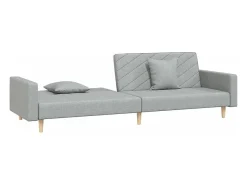Sofá* Sofá-cama 2 lugares com duas almofadas tecido cinzento-claro PT489296 Cinzento claro