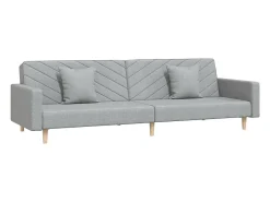 Sofá* Sofá-cama 2 lugares com duas almofadas tecido cinzento-claro PT489296 Cinzento claro