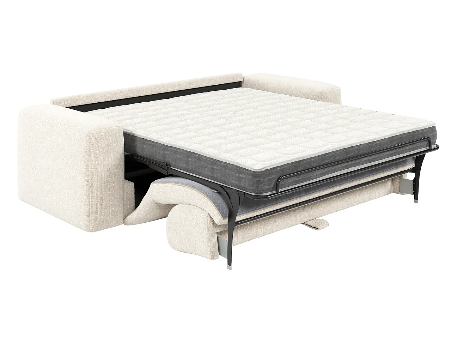 Vente-unique Sofá-cama 3 lugares de abertura rápida em tecido texturizado - Colchão 16 cm POGNIA^ Sofá