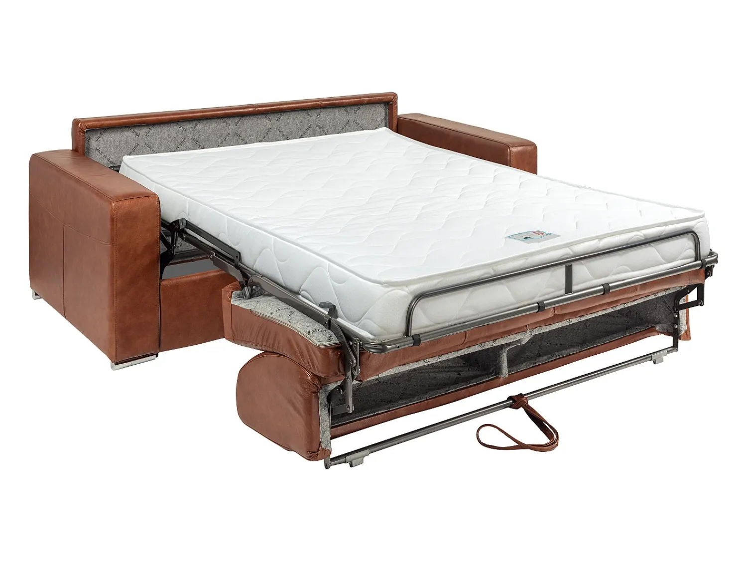 Sofá|Vente-unique Sofá-cama 3 lugares express em couro vintage caramelo 140 cm colchão 14 cm CALITO Castanho