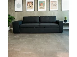 Sofá| Sofá-cama 3 lugares chaise longue reversível lado direito/esquerdoche com 2 pufes (248 x 117 x 90 cm) - AVERY Preto
