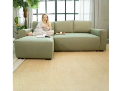 Outlet Sofá-cama 3 lugares - chaise longue reversível lado direito/esquerdoche com arrumação integrada (239 x 157 x 91 cm) - JADE Verde