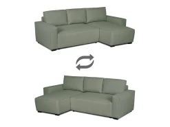 Outlet Sofá-cama 3 lugares - chaise longue reversível lado direito/esquerdoche com arrumação integrada (239 x 157 x 91 cm) - JADE Verde