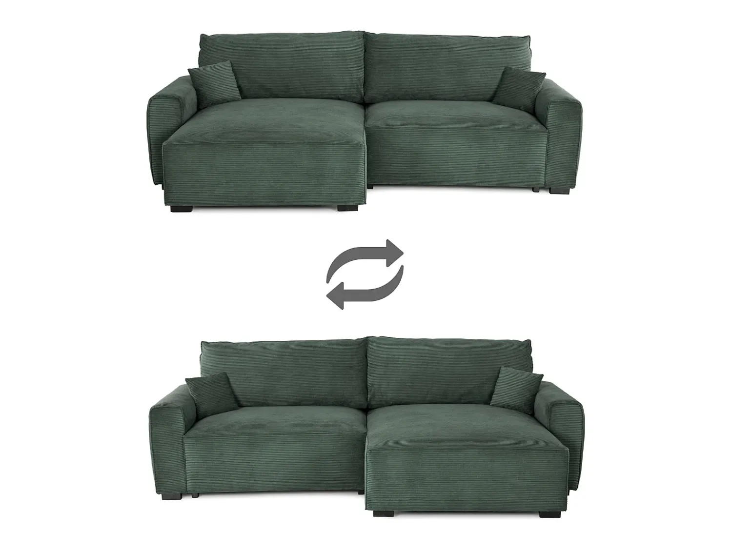 Sofá-cama 3 lugares Abeto - chaise reversível lado direito/esquerdoche com arrumação integrada (269 x 158 x 96 cm) - LAUREN^ Sofá