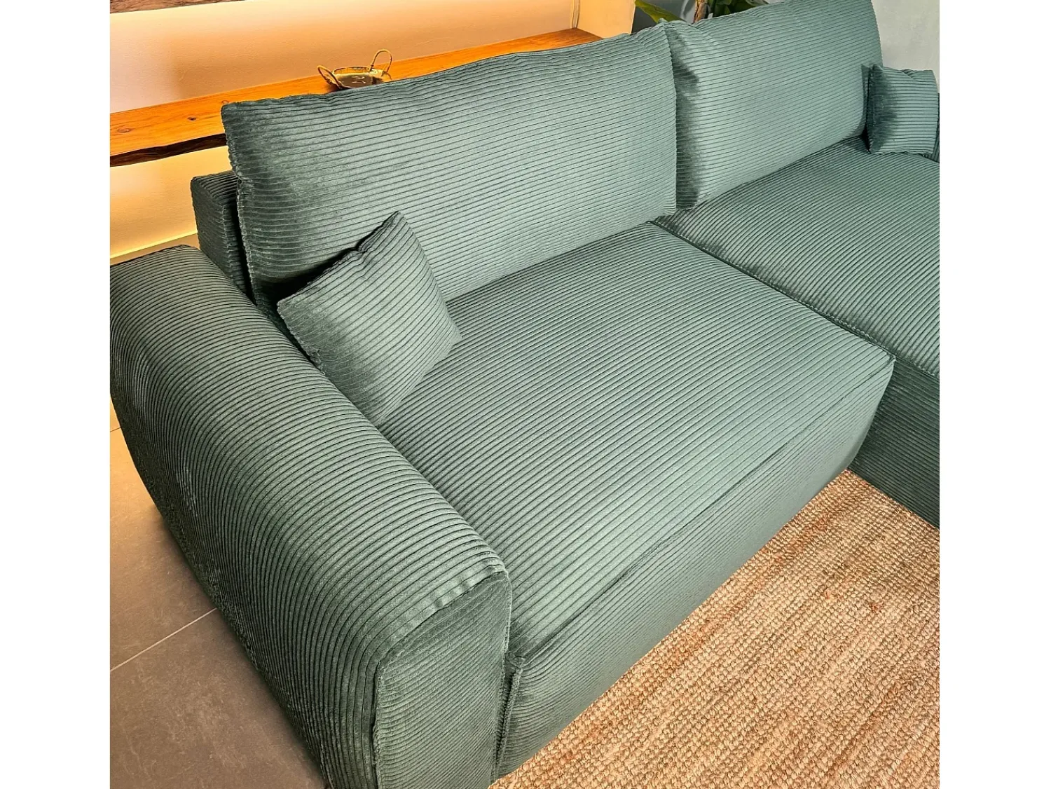 Sofá-cama 3 lugares Abeto - chaise reversível lado direito/esquerdoche com arrumação integrada (269 x 158 x 96 cm) - LAUREN^ Sofá