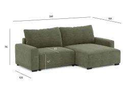 Sofá| Sofá-cama 3 lugares Verde Floresta - chaise reversível lado direito/esquerdoche com arrumação integrada (269 x 158 x 96 cm) - LAUREN Verde claro
