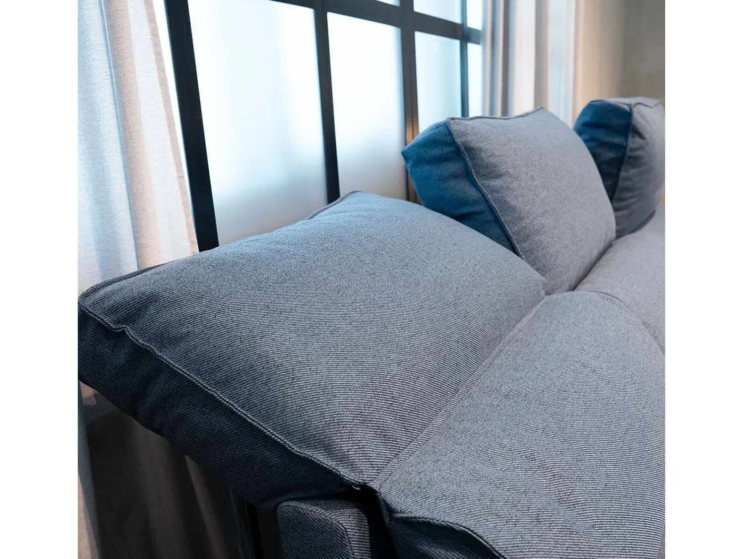 Sale Sofá-cama 3 places - chaise longue reversível lado direito/esquerdoche com arrumação integrada (248,5 x 117 x 103 cm) - HARPER Azul