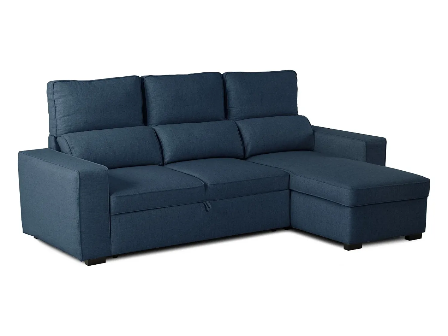 Sale Sofá-cama 3 places - chaise longue reversível lado direito/esquerdoche com arrumação integrada (248,5 x 117 x 103 cm) - HARPER Azul