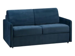 Clearance Vente-unique Sofá-cama abertura rápida 2 lug. colchão de 18cm veludo azul CALIFE Azul escuro