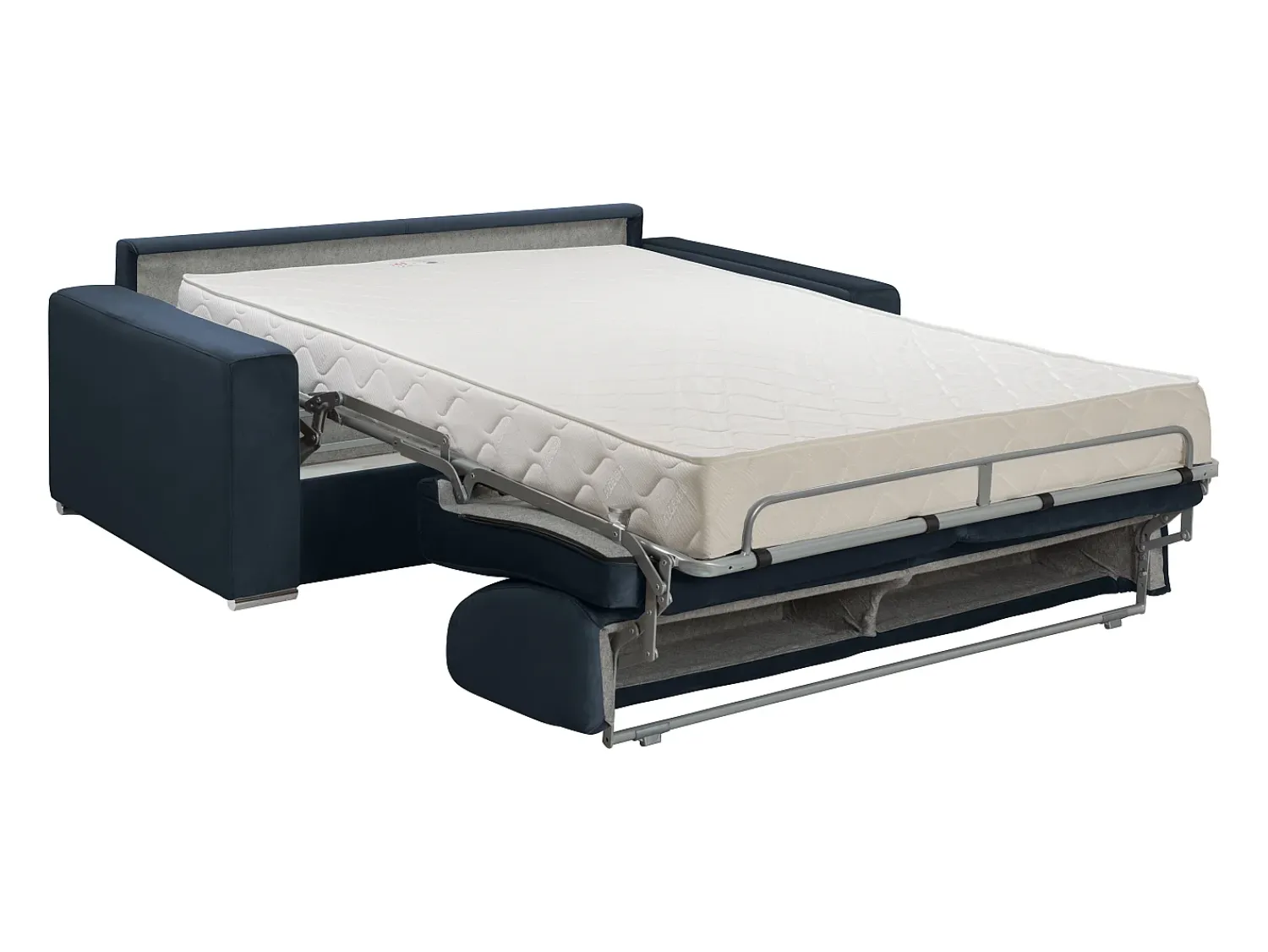 Sofá|Vente-unique Sofá-cama abertura rápida 2 lugares colchão de 18 cm veludo azul CALITO Azul escuro