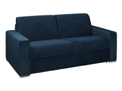 New Vente-unique Sofá-cama abertura rápida 3 lug. colchão de 18 cm veludo azul CALITO Azul escuro