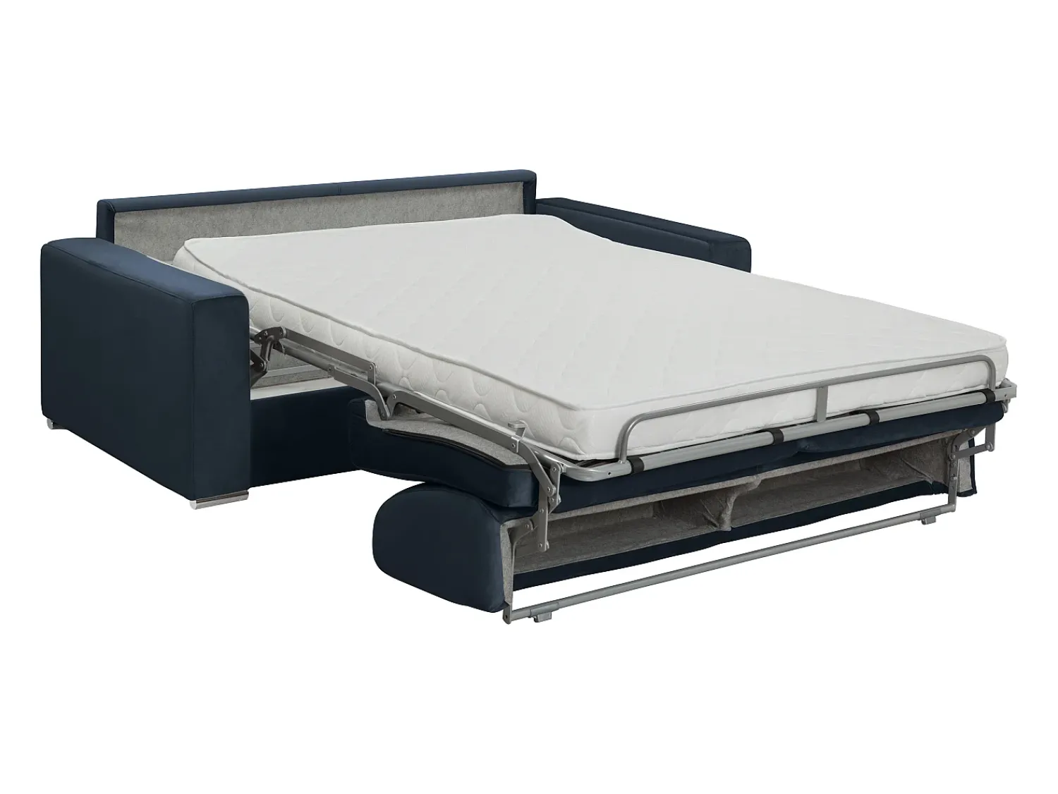 Vente-unique Sofá-cama abertura rápida 4 luga. colchão de 14cm veludo azul CALITO^ Sofá