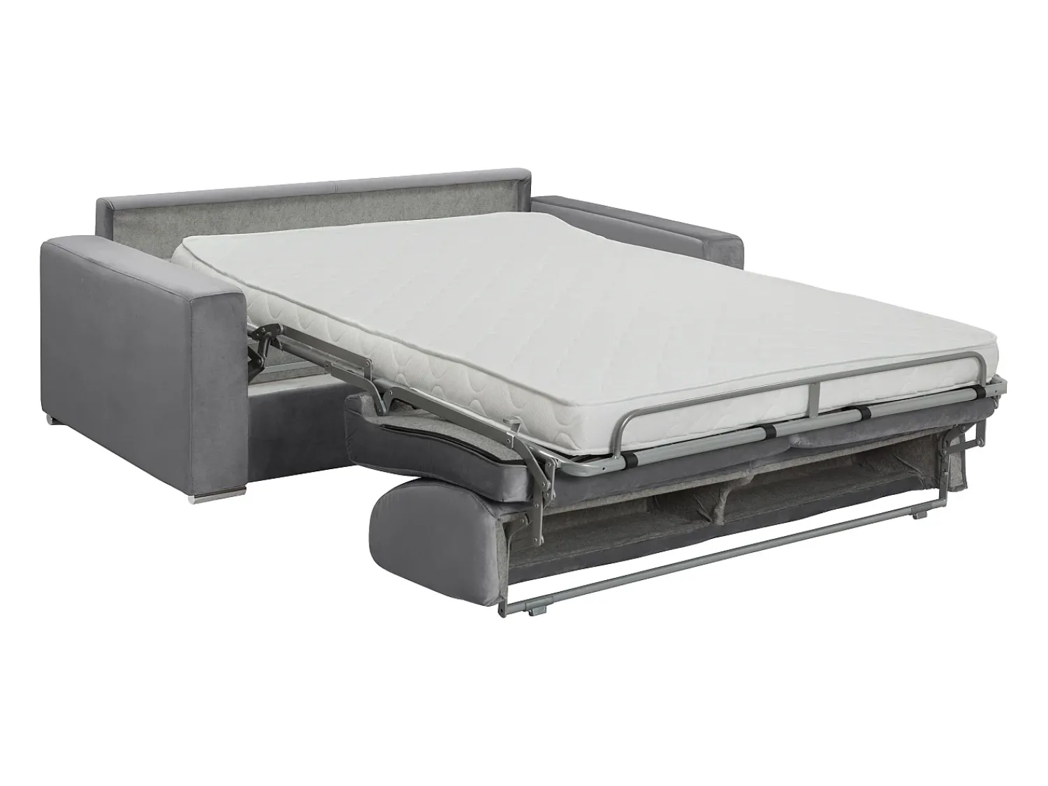 Sofá|Vente-unique Sofá-cama abertura rápida 4 lug. colchão de 14cm veludo cinzento CALITO Cinza antracite