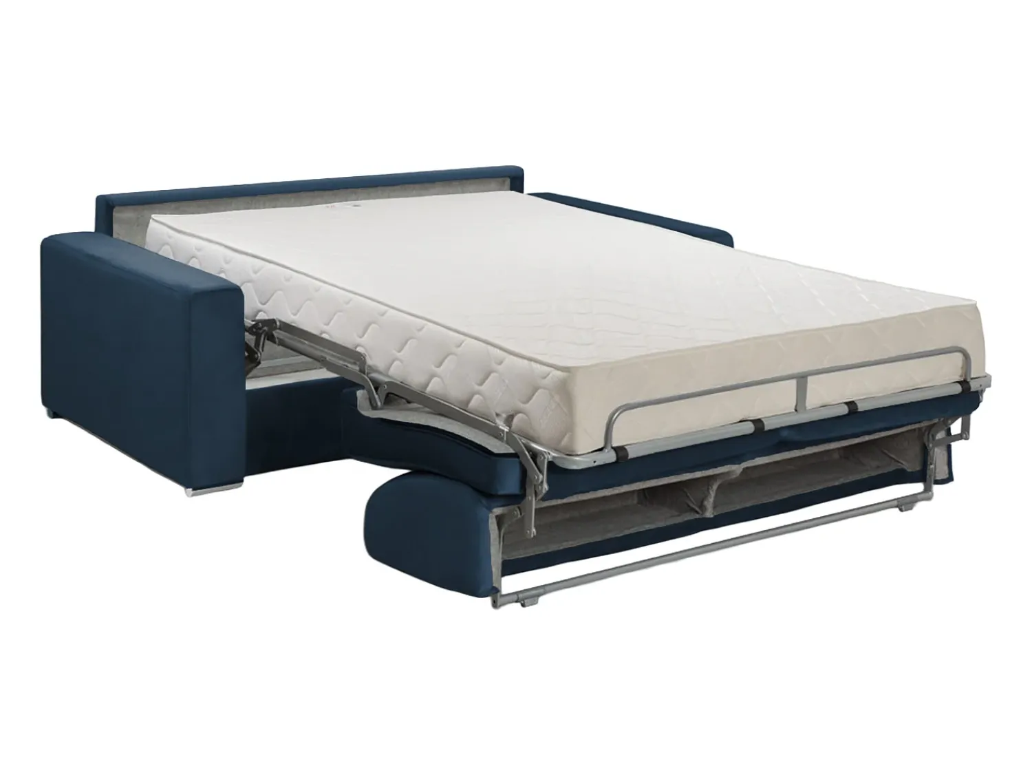 Vente-unique Sofá-cama abertura rápida 2 lug. colchão de 22 cm veludo azul CALITO^ Sofá