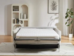 Sofá*Vente-unique Sofá-cama abertura rápida 3 lugares tecido SOVANIA Bege