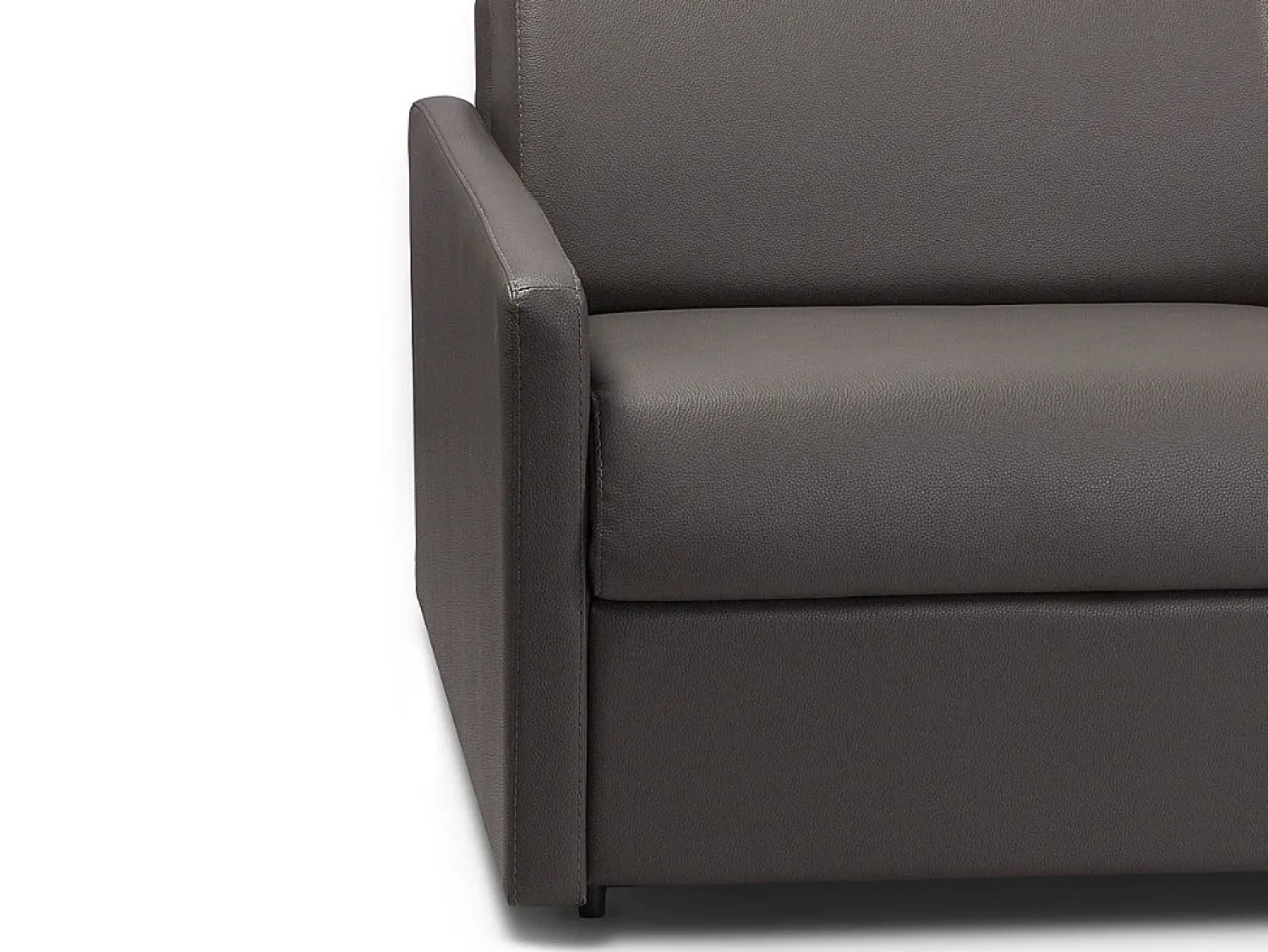 Vente-unique Sofá-cama abertura rápida couro sintético cinza assento com assento de memória de forma 140 cm colchão 14 cm CALIFE^ Sofá