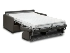 Vente-unique Sofá-cama abertura rápida couro sintético cinza assento com assento de memória de forma 140 cm colchão 14 cm CALIFE^ Sofá