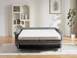 Sofá*Vente-unique Sofá-cama abertura rápida de 3 lugares tecido cinza SOVANIA Cinzento