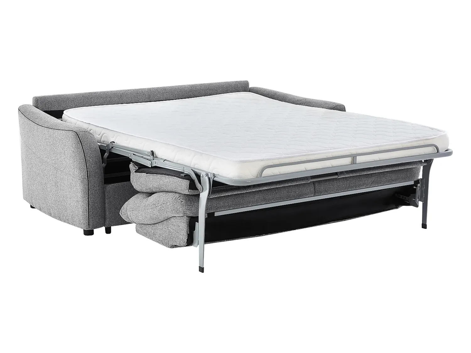 Sofá*Vente-unique Sofá-cama abertura rápida de 3 lugares tecido cinza SOVANIA Cinzento