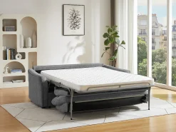 Sofá*Vente-unique Sofá-cama abertura rápida de 3 lugares tecido cinza SOVANIA Cinzento
