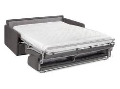 Outlet Vente-unique Sofá-cama abertura rápida em couro sintético cinza assento memória de forma 160 cm colchão 14 cm CALIFE Cinzento