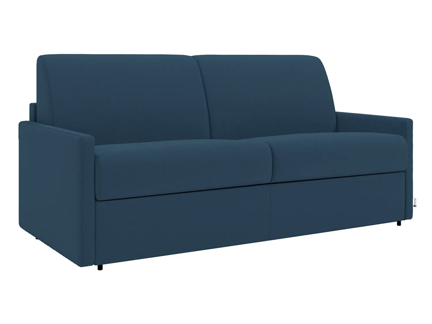 Vente-unique Sofá-cama abertura rápida em tecido azul noite com assento com assento de memória de forma 140 cm colchão 22 cm CALIFE^ Sofá
