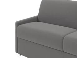 Vente-unique Sofá-cama abertura rápida em tecido cinza claro com assento de memória de forma 120 cm colchão de 22 cm CALIFE^ Sofá