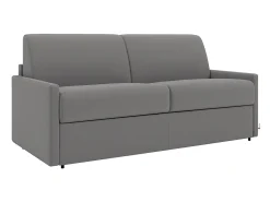 Vente-unique Sofá-cama abertura rápida em tecido cinza claro com assento de memória de forma 120 cm colchão de 22 cm CALIFE^ Sofá